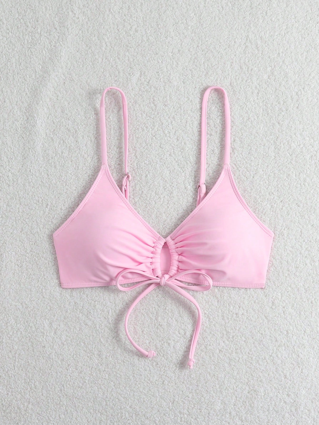 Swim Basics Women's Simple Solid Color Chest Tie Bikini Top, Beach Casual Vacation