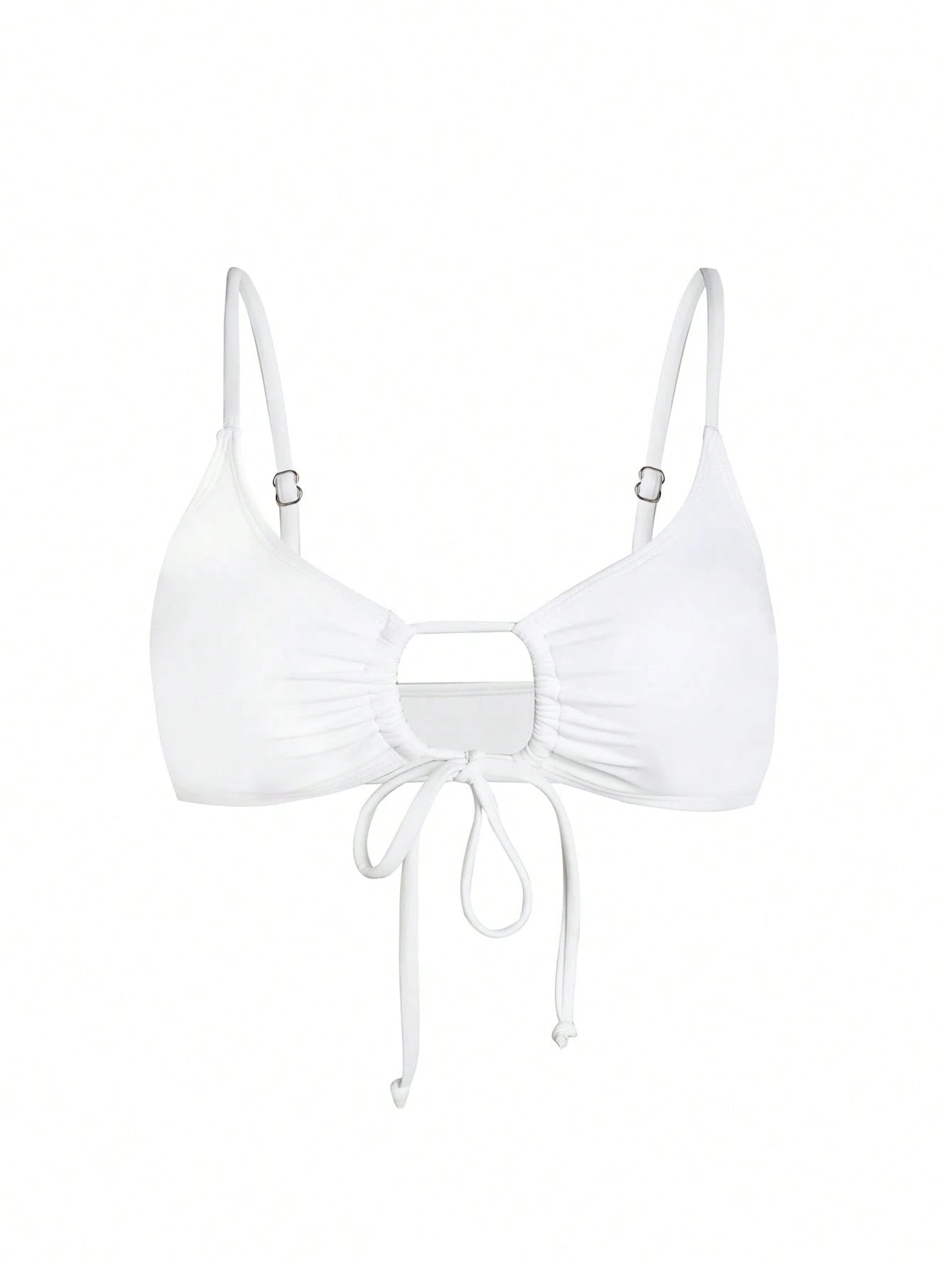 Swim Basics Women's Simple Solid Color Chest Tie Bikini Top, Beach Casual Vacation