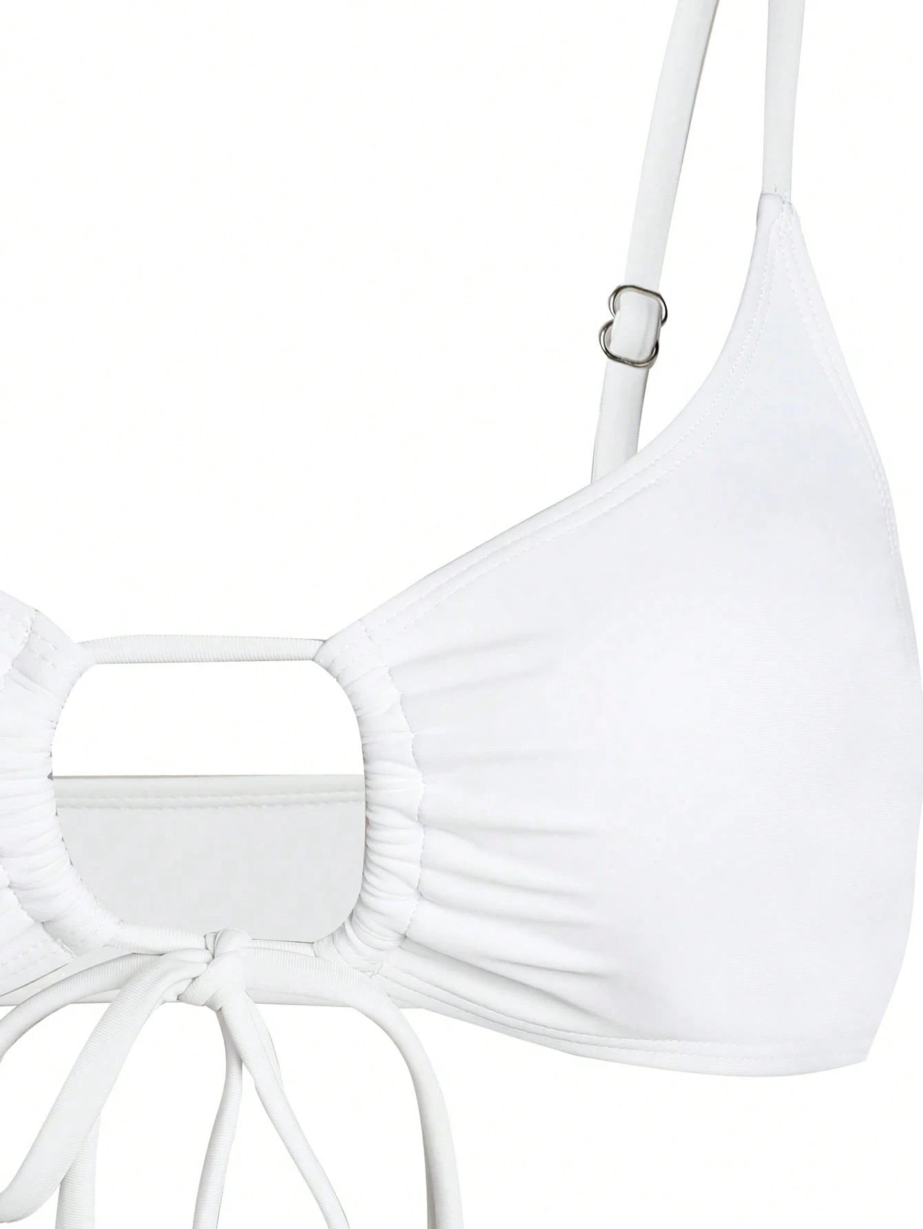Swim Basics Women's Simple Solid Color Chest Tie Bikini Top, Beach Casual Vacation