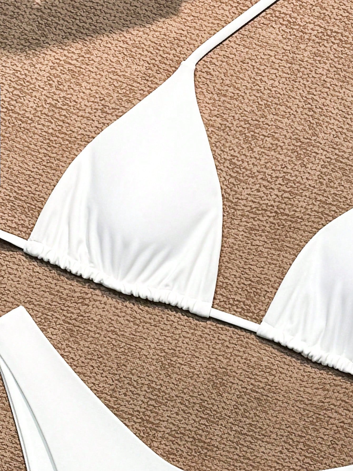 Swim Basics Women's Solid Color Halter Neck Tie Sexy Bikini Set For Summer Beach