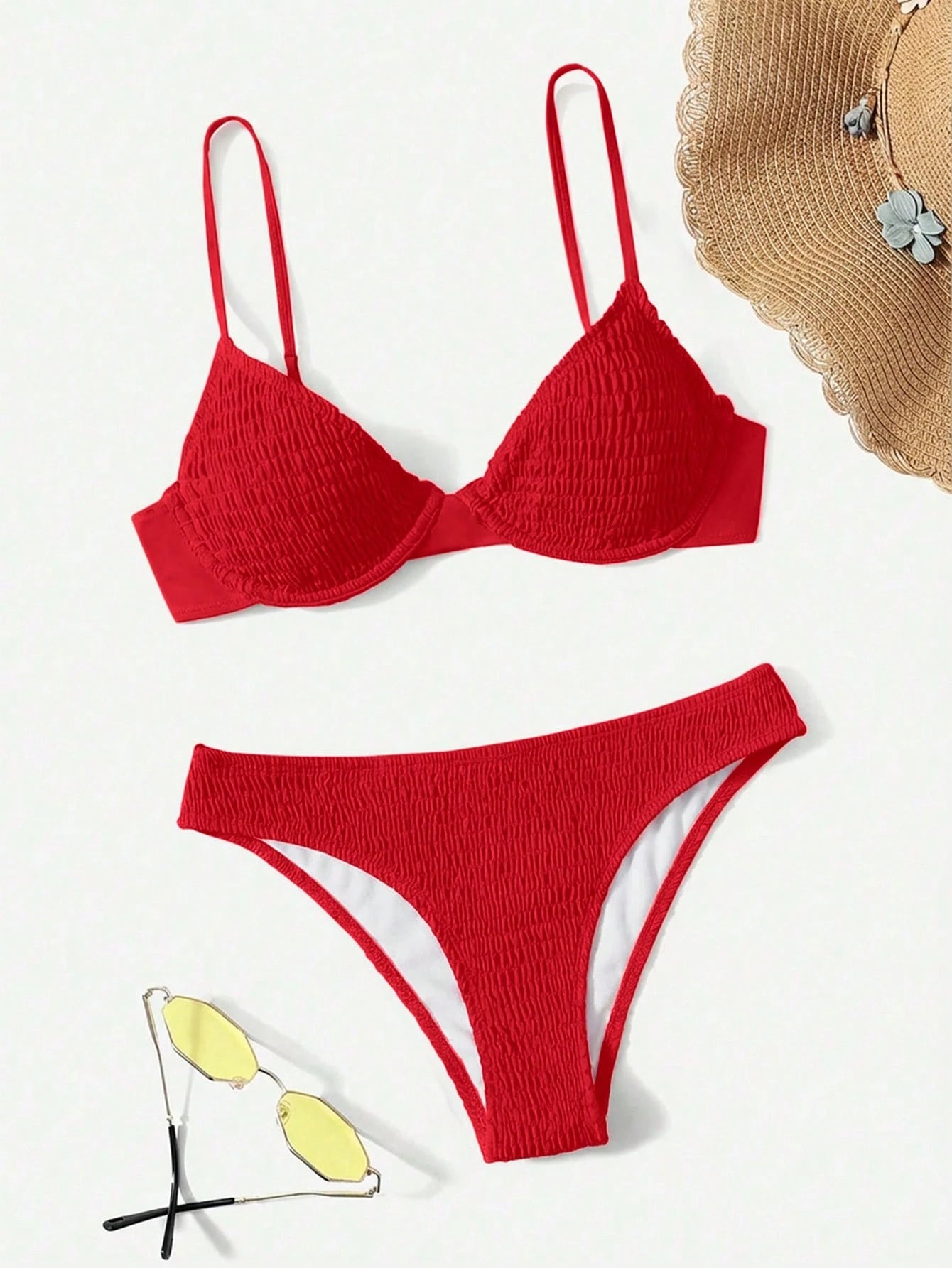 Swim Basics Women's Solid Color Halter Sexy Bikini Swimwear Set With Underwire, Summer Beach