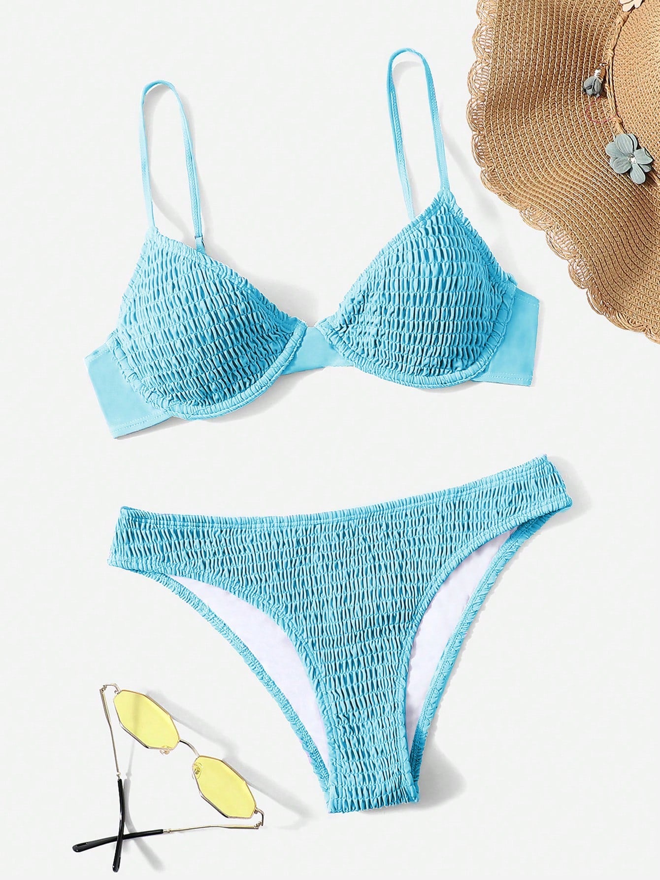 Swim Basics Women's Solid Color Halter Sexy Bikini Swimwear Set With Underwire, Summer Beach