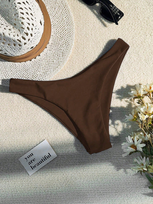 Swim Basics Women's Solid Color Sexy Bikini Bottom For Beach Holiday