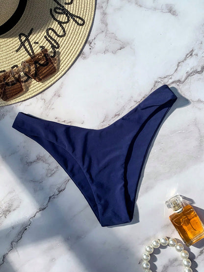 Swim Basics Women's Solid Color Sexy Bikini Bottom For Beach Holiday