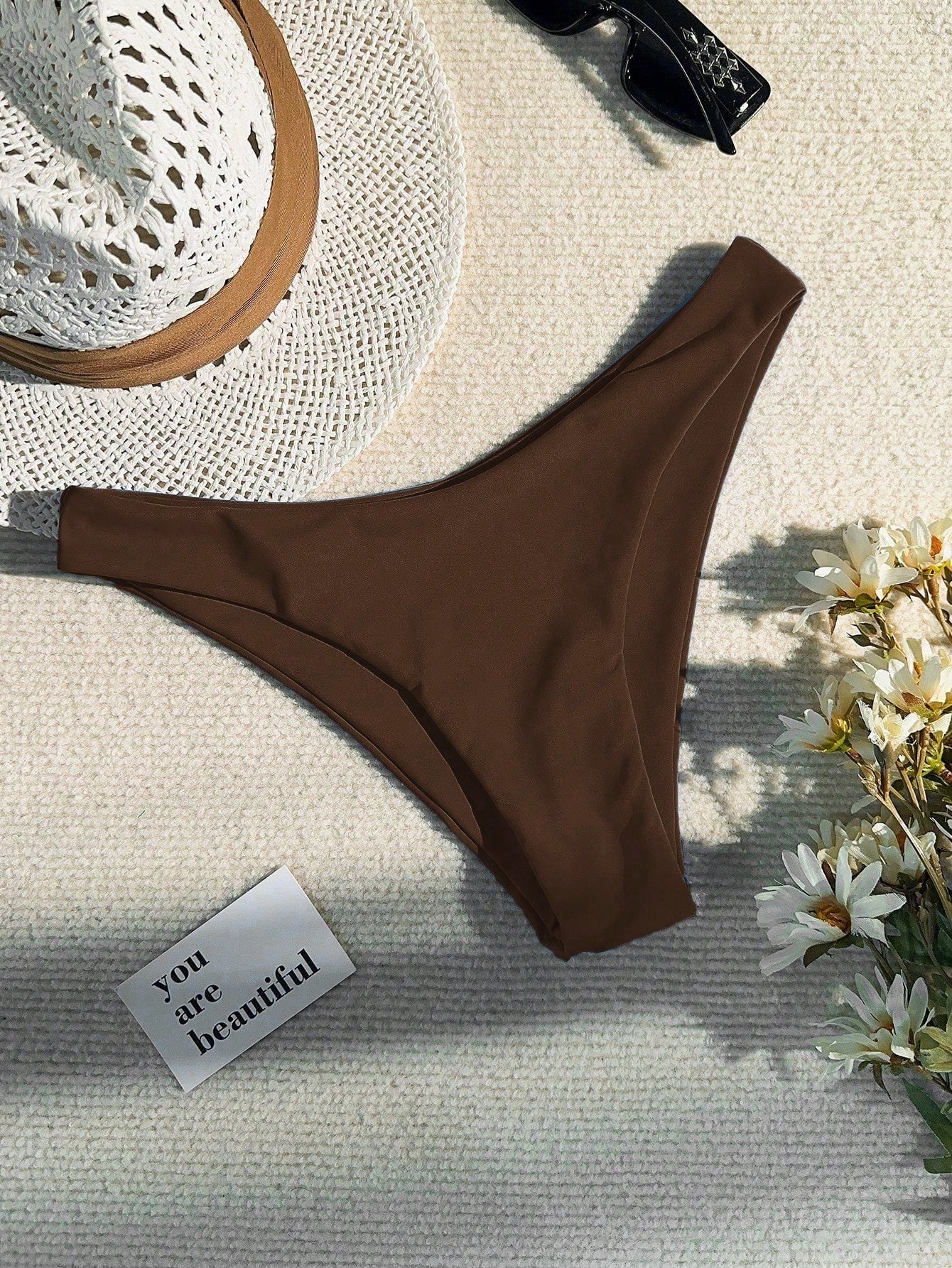 Swim Basics Women's Solid Color Sexy Bikini Bottom For Beach Holiday