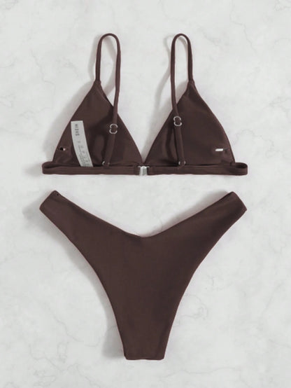 Swim Basics Women's Solid Color Sexy Bikini Swimsuit Set, Summer Beach