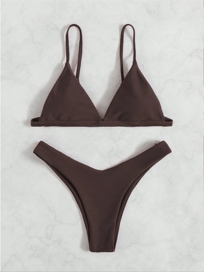 Swim Basics Women's Solid Color Sexy Bikini Swimsuit Set, Summer Beach