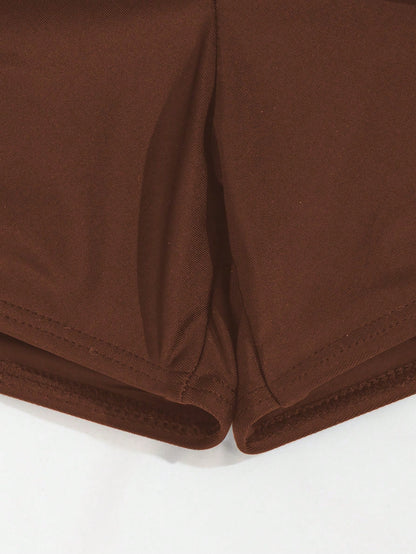 Swim Basics Women's Solid Color Side Drawstring Swimwear Bottom, Summer Beach Vacation