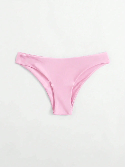 Swim Basics Women's Summer Beach Solid Color Casual Bikini Bottoms