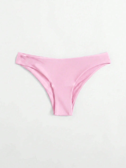 Swim Basics Women's Summer Beach Solid Color Casual Bikini Bottoms
