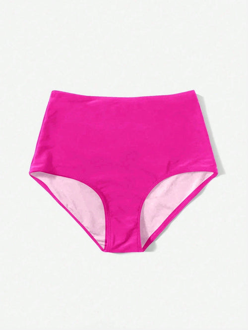 Swim Basics Women's Summer Beach Solid Color Casual Bikini Bottoms