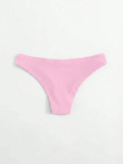 Swim Basics Women's Summer Beach Solid Color Casual Bikini Bottoms