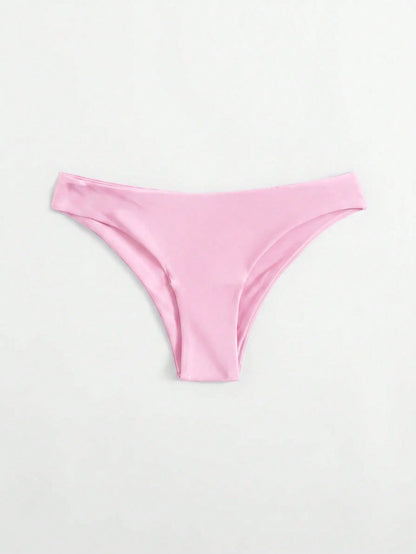 Swim Basics Women's Summer Beach Solid Color Casual Bikini Bottoms