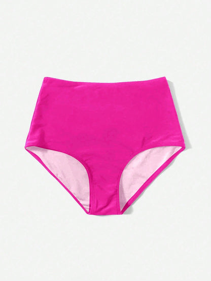 Swim Basics Women's Summer Beach Solid Color Casual Bikini Bottoms