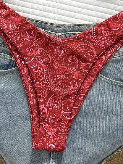 Swim Basics Women's Tropical Print Two Pieces Bikini Set, Casual Resort Wear,Valentine Outfits For Women, Vacation Bikini Set, Bandana Print Bikini