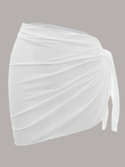 Swim Basics Women's Vacation Casual Solid Color Cover-Up Skirt
