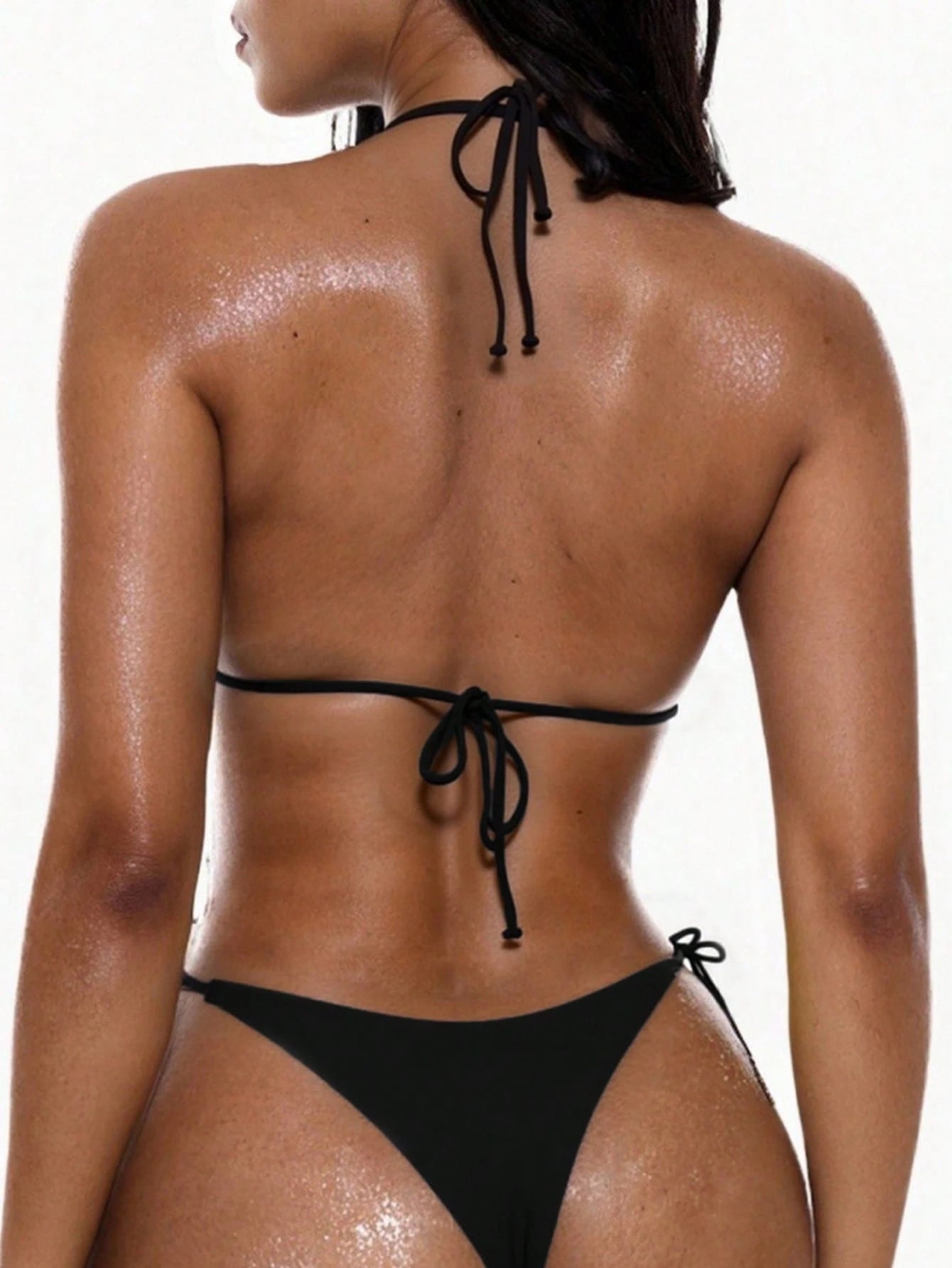 Swim Basics Women Solid Color Sexy Strap Bikini 2 Pieces Swimwear Set For Summer Beach Vacation