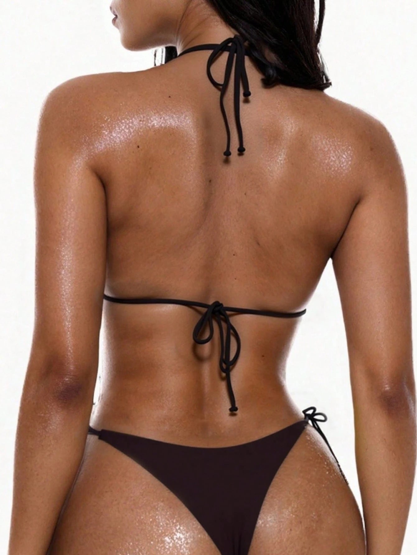 Swim Basics Women Solid Color Sexy Strap Bikini 2 Pieces Swimwear Set For Summer Beach Vacation