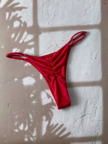 Swim Chiccia 1 Pc Women Summer Plain Color Thong, Minimalist Design Bikini Bottom