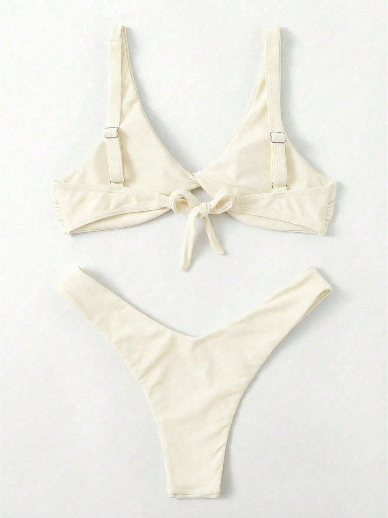 Swim Chiccia 2026SS New Women's White Solid Bikini Set,Summer Modest Push Up Swimsuits,Elegant Vintage Boho Holiday Party Swimwear For Beach,Cruise,Music Festival