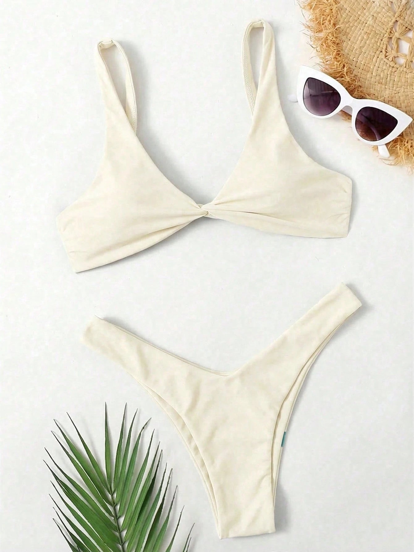 Swim Chiccia 2026SS New Women's White Solid Bikini Set,Summer Modest Push Up Swimsuits,Elegant Vintage Boho Holiday Party Swimwear For Beach,Cruise,Music Festival