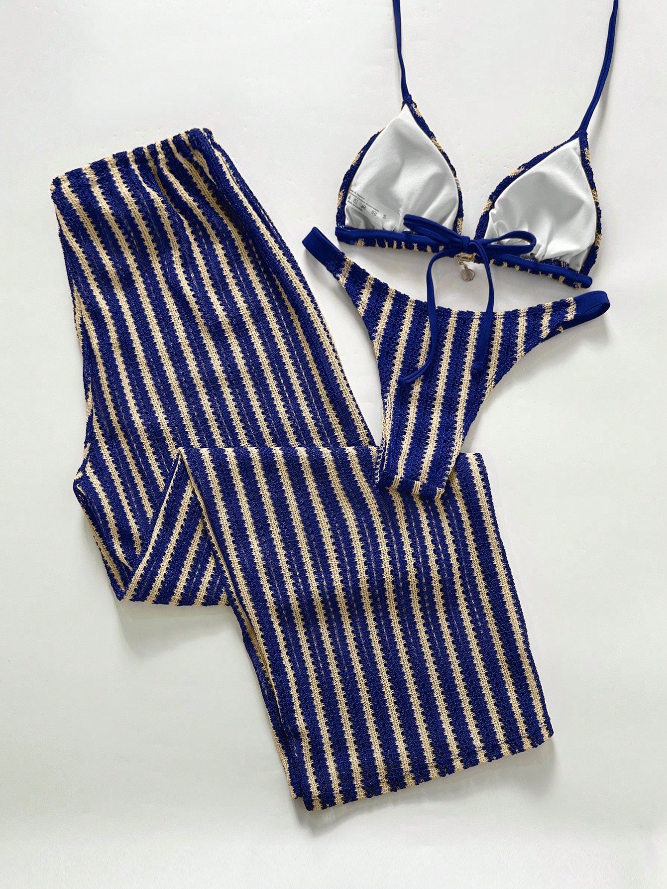 Swim Chiccia Women's Casual Striped Bikini Set For Beach Vacation