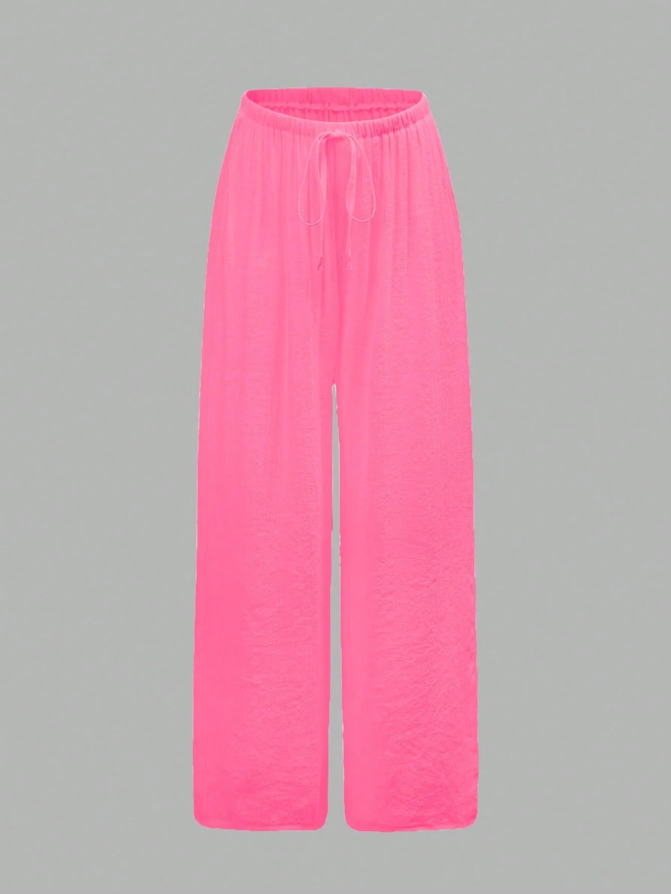 Swim Chiccia Women's Summer Beach Solid Color Tie-Up Wide Leg Pants
