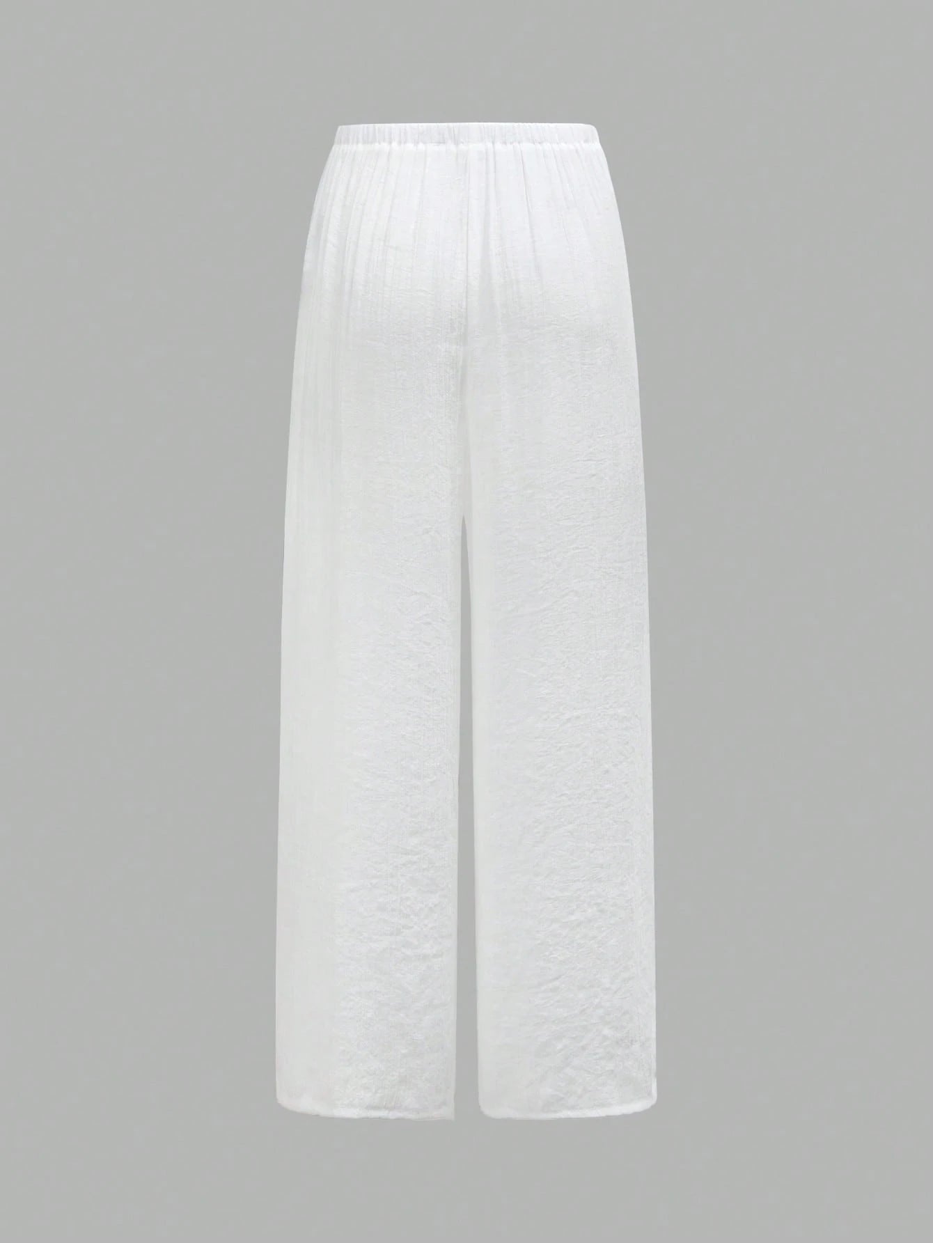 Swim Chiccia Women's Summer Beach Solid Color Tie Waist Wide Leg Pants
