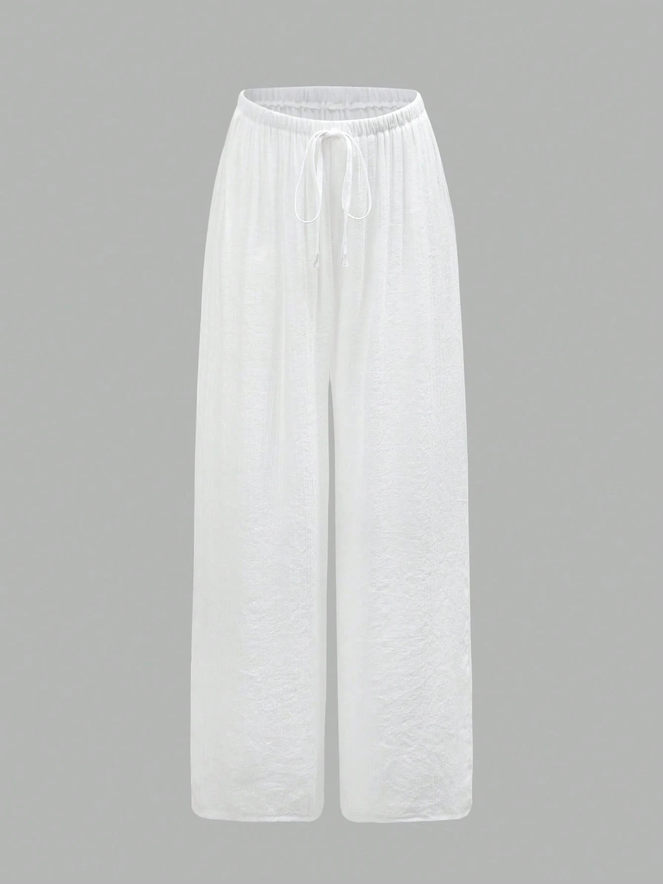 Swim Chiccia Women's Summer Beach Solid Color Tie Waist Wide Leg Pants