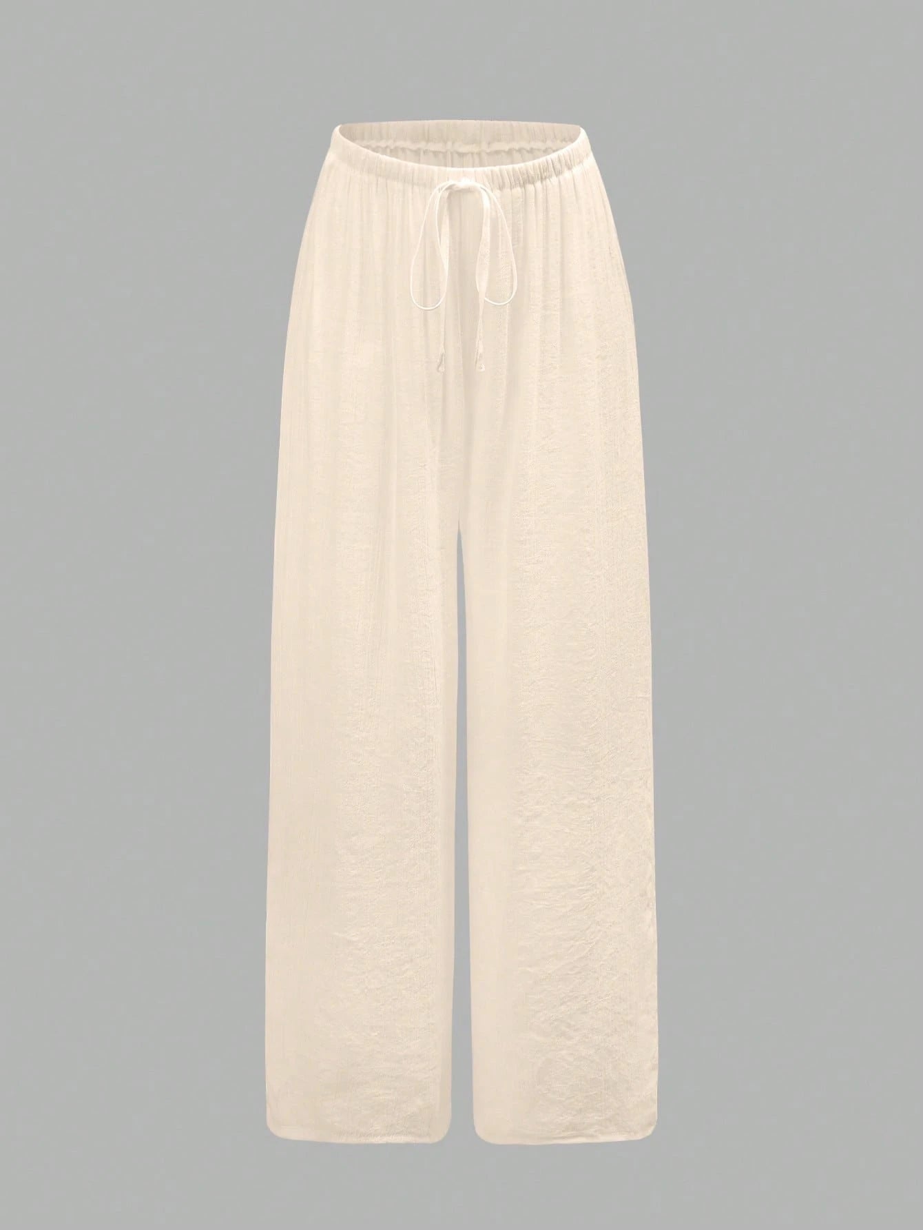Swim Chiccia Women Solid Color Drawstring Waist Loose Casual Beach Cover Up (Pants Only), Summer