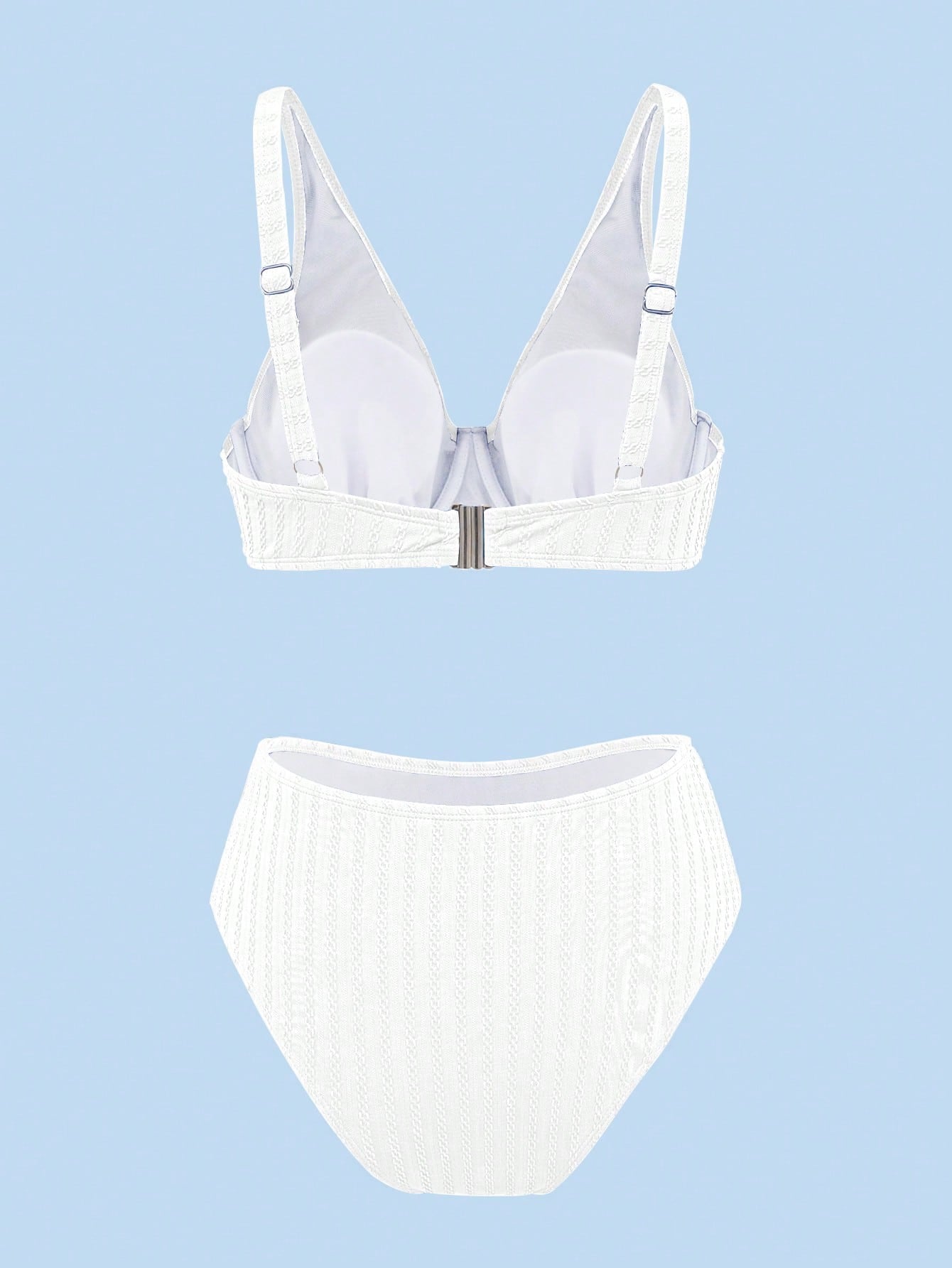 Swim DD+ Women's Sexy Push-Up Underwire Fashion Textured Fabric DD+ Royal Blue High Waist 2 Pieces Summer Bikini Set