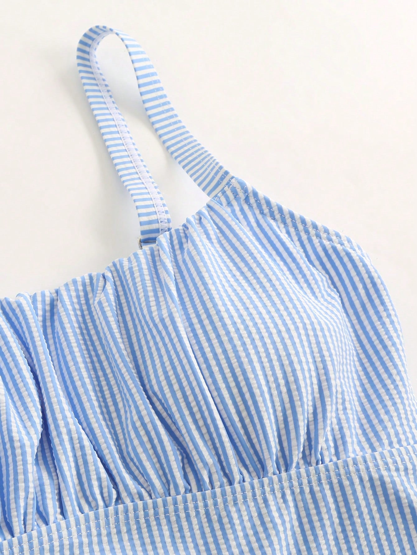 Swim Lushoire 2pcs Mature & Sexy Striped Fabric Tankini Top And High Waisted Briefs Bikini Set For Summer Beach Vacation