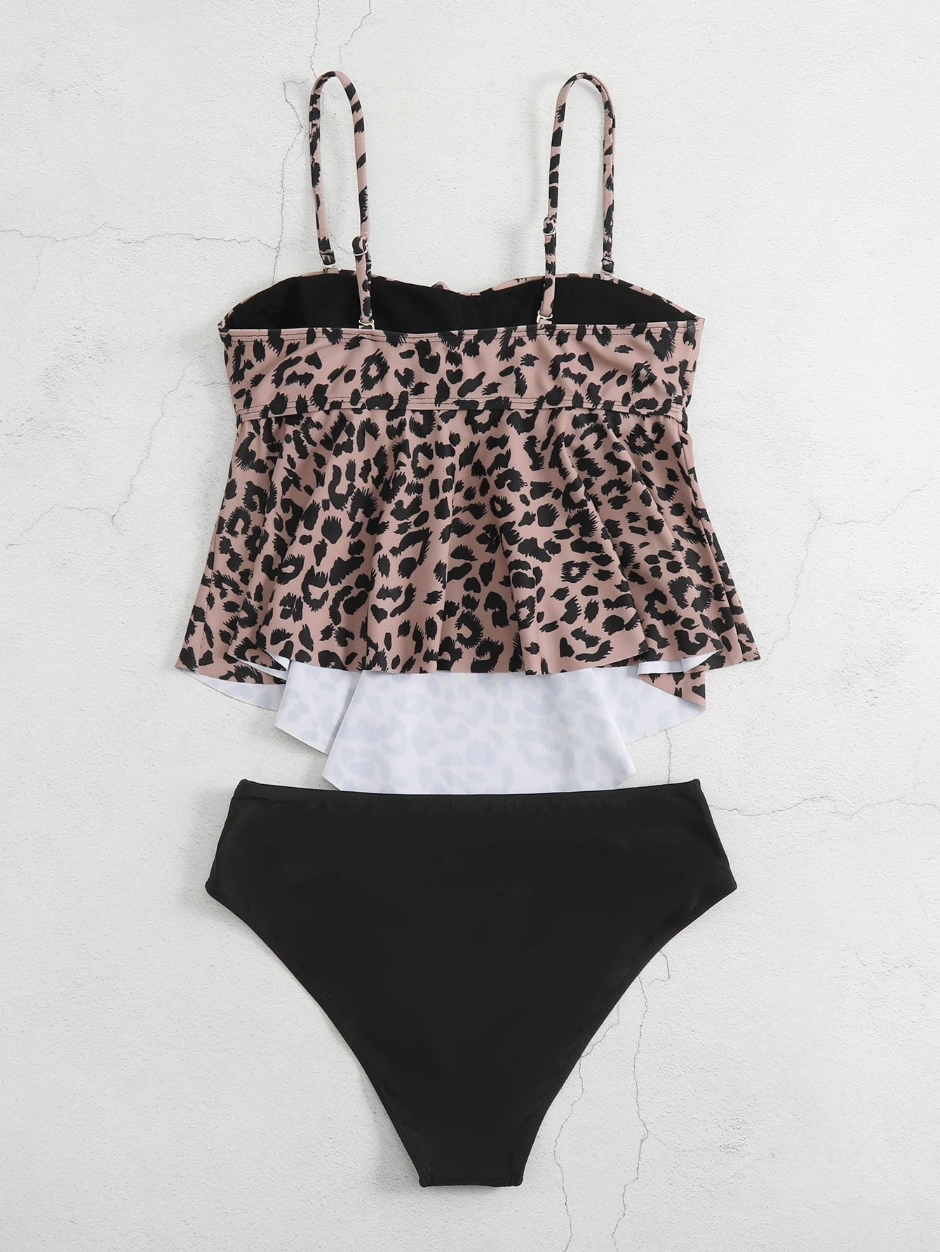 Swim Lushoire 2pcs/Set Women 2025 Leopard Print Casual Cami Tankini Set, Print Pattern Random Summer
