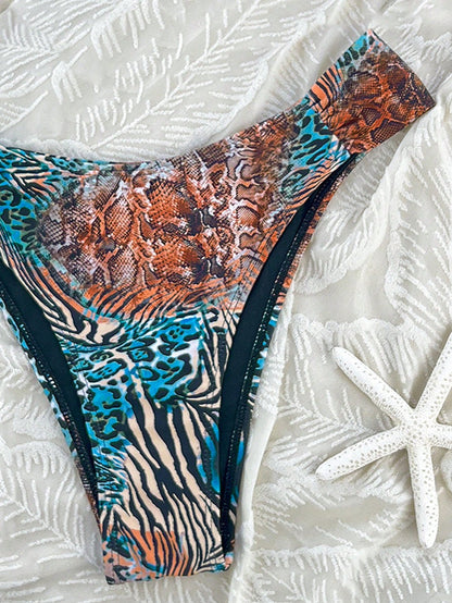 Swim Lushoire Sexy Women Side Cut Colorful Leopard Print Bikini Bottom, Suitable For Vacation For Summer