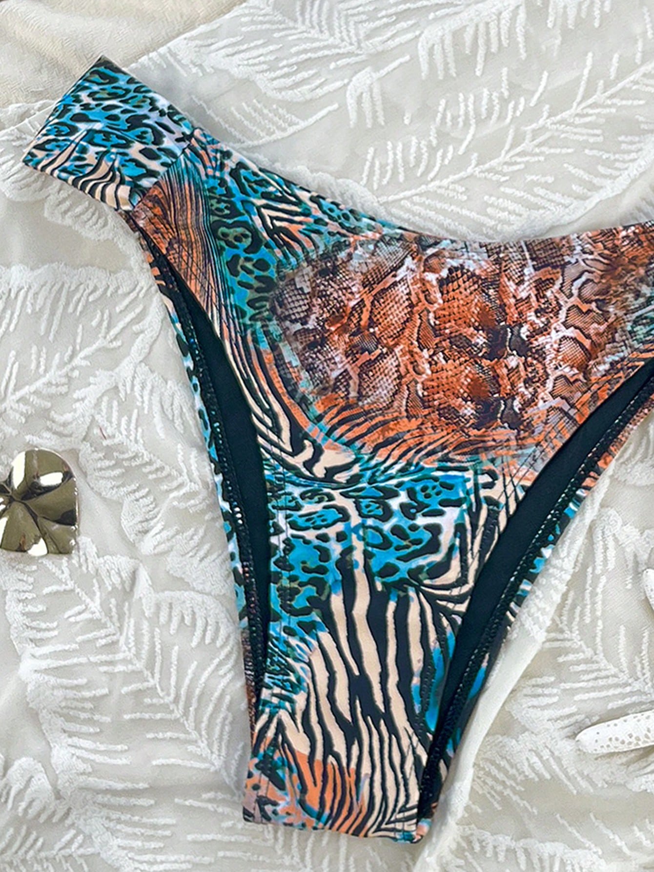 Swim Lushoire Sexy Women Side Cut Colorful Leopard Print Bikini Bottom, Suitable For Vacation For Summer