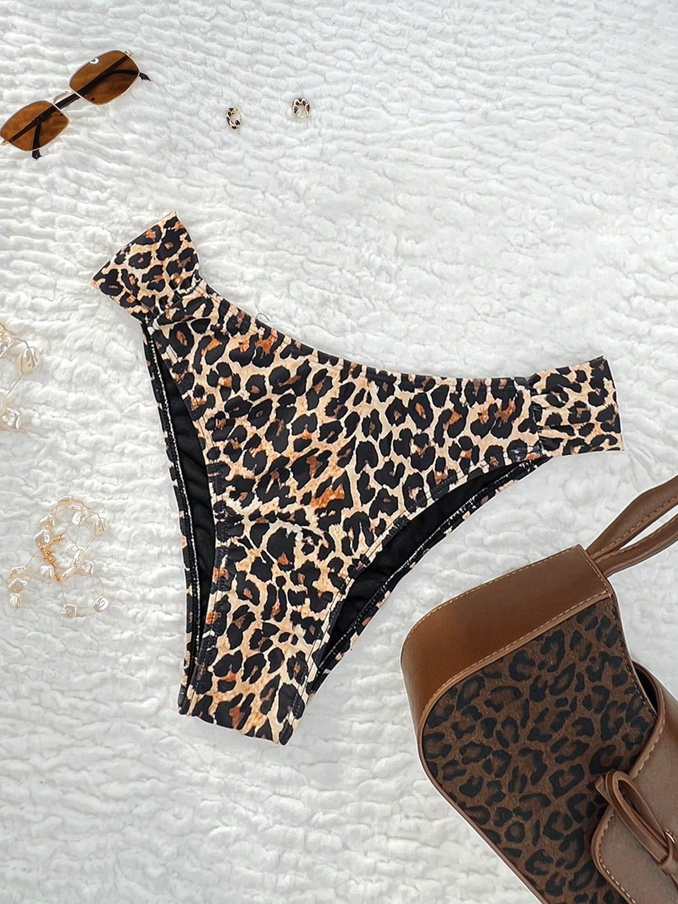 Swim Lushoire Sexy Women Side Cut Colorful Leopard Print Bikini Bottom, Suitable For Vacation For Summer