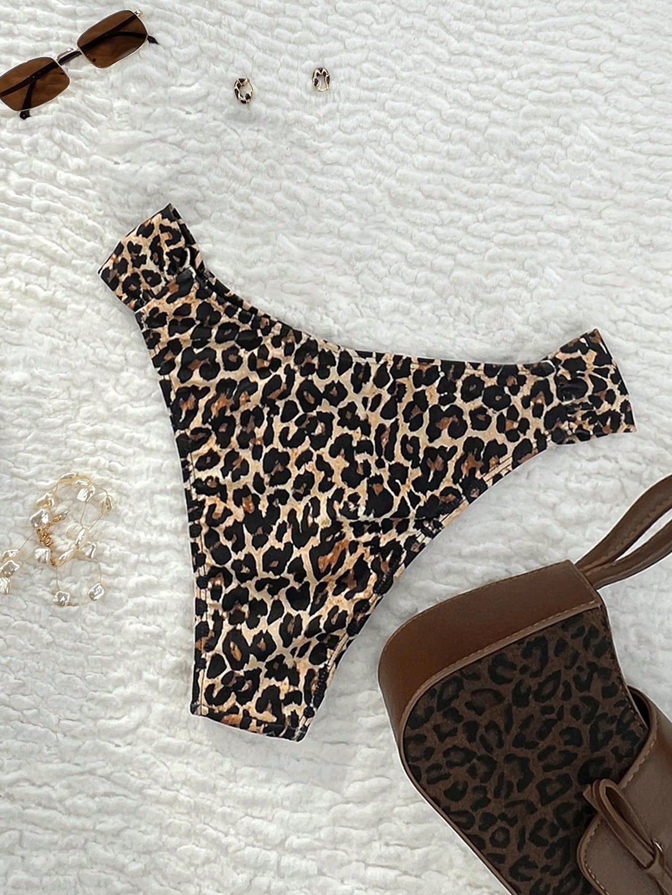 Swim Lushoire Sexy Women Side Cut Colorful Leopard Print Bikini Bottom, Suitable For Vacation For Summer