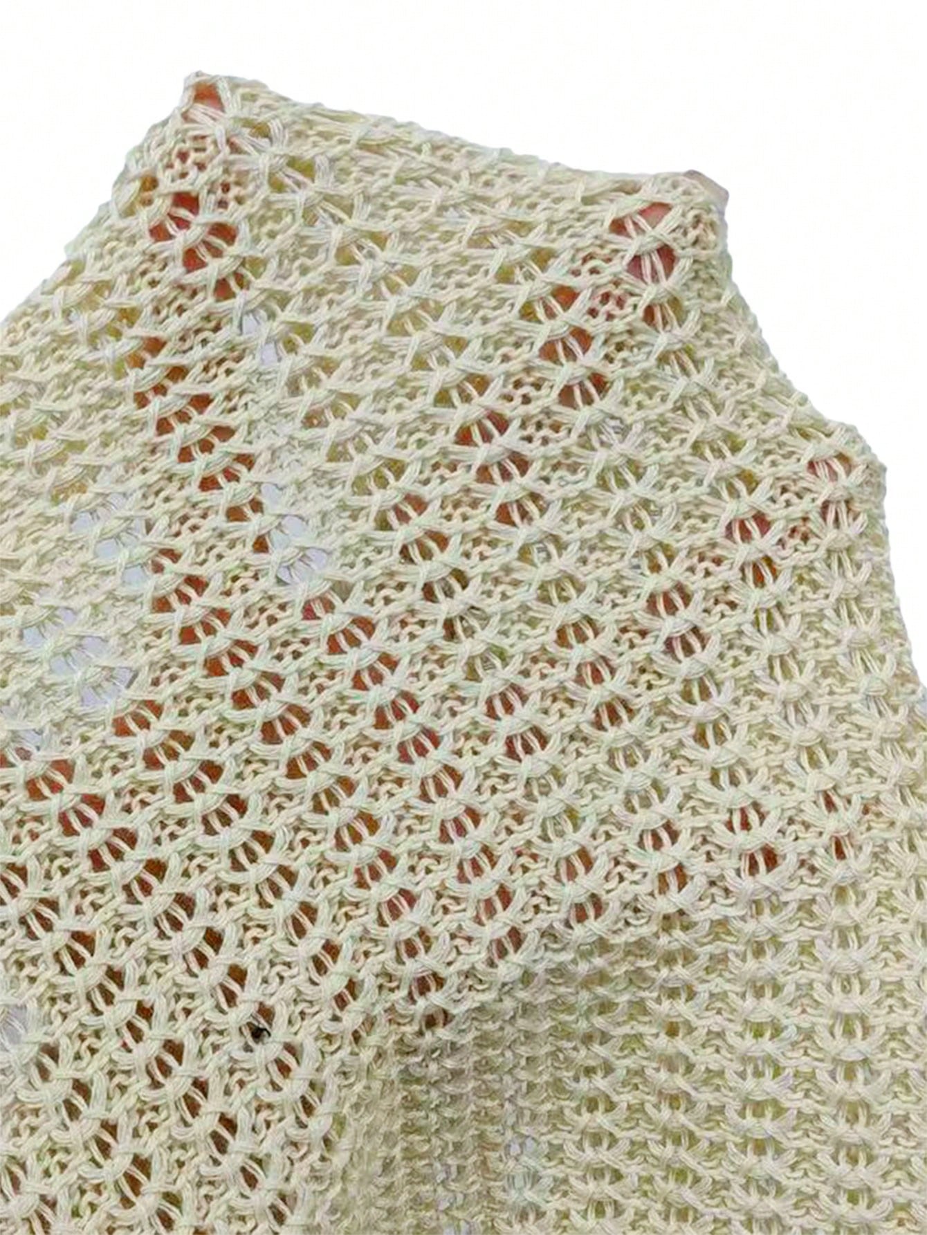 Swim Lushoire Solid Color Ruched Summer Hollow Out Knit Casual Sexy Tropical Cover-Up Beach Party Vacation Beige