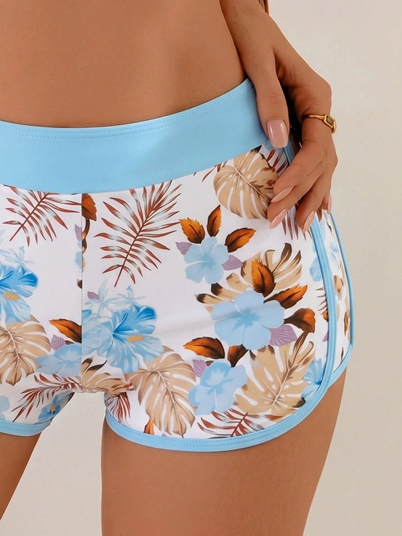 Swim Lushoire Springbreak Women's Beach Vacation Tank Bikini 3-Piece Set Basic Crop Top Floral Print Bikini Set