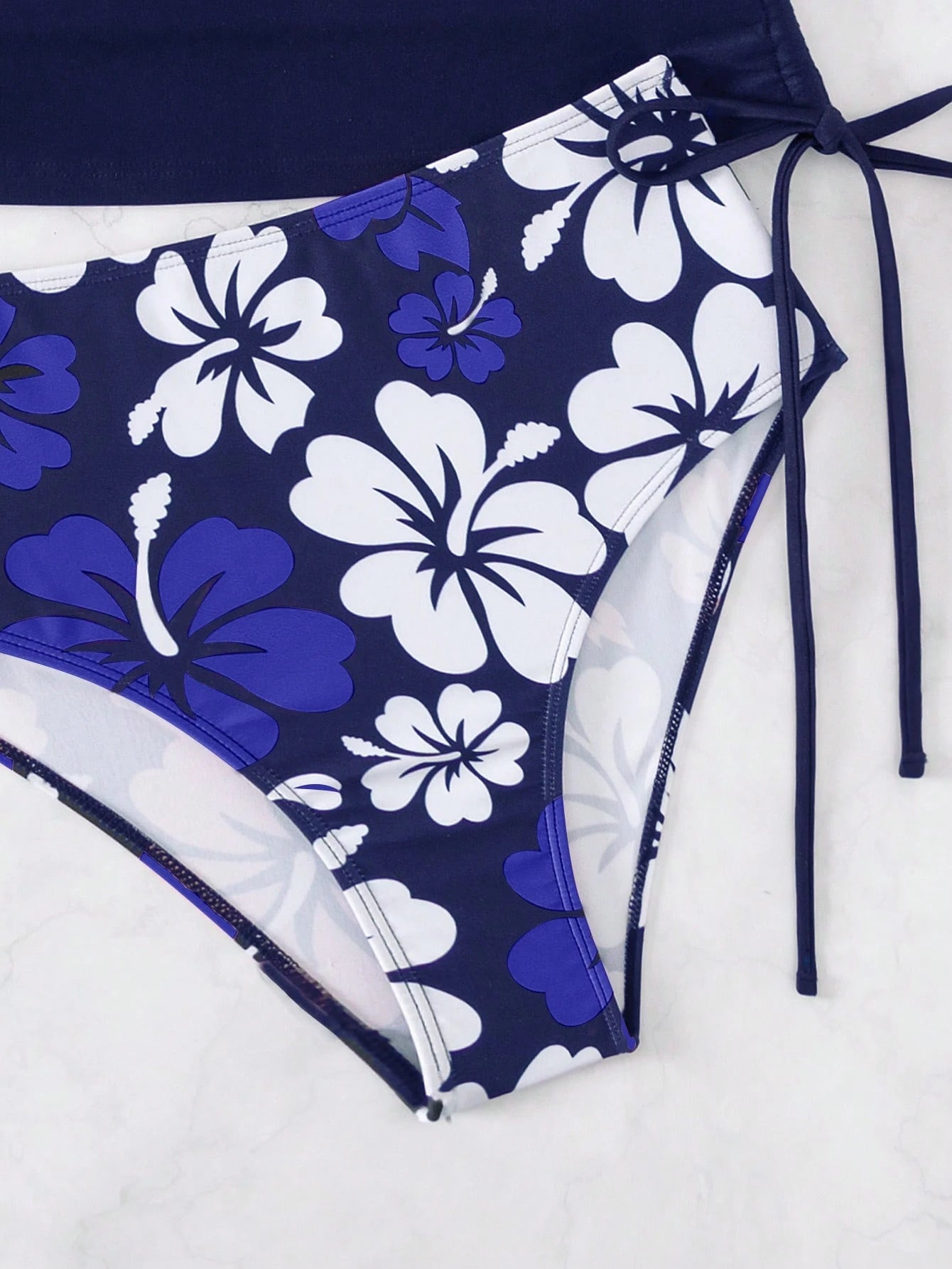 Swim Lushoire Summer Beach Floral Print Drawstring Side Tankini