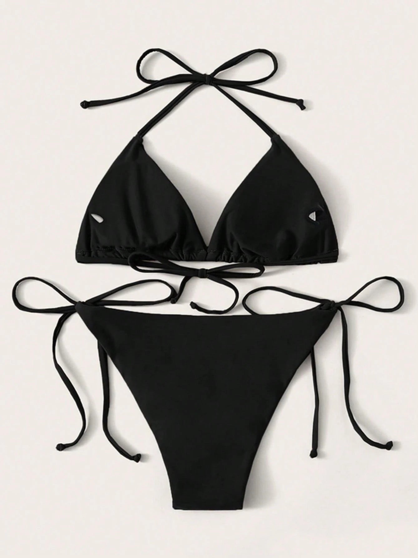 Swim Lushoire Summer Beach Mono Bikini Set Halter Triangle Bra Top & Tie Side Bikini Bottom 2 Piece Bathing Suit