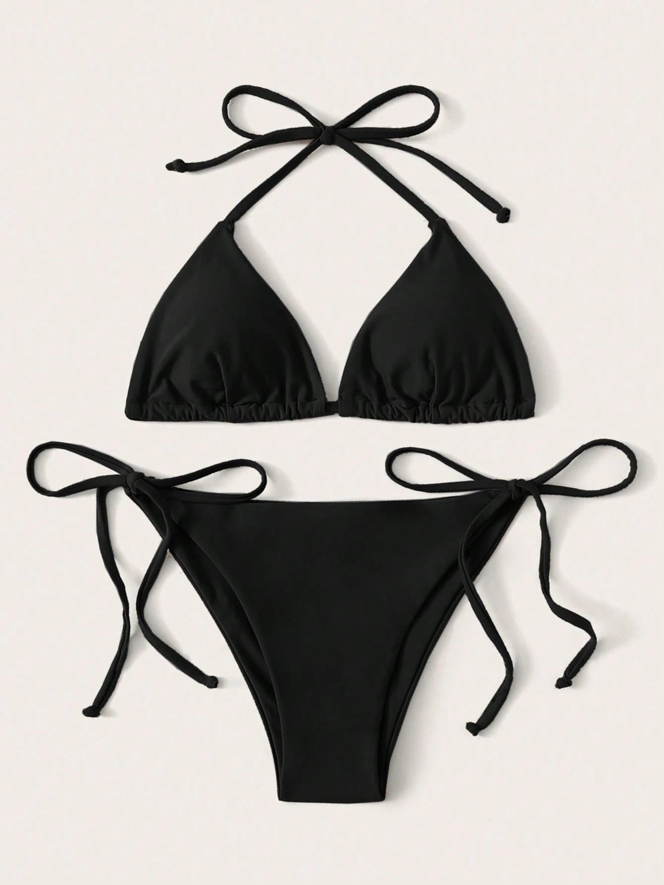 Swim Lushoire Summer Beach Mono Bikini Set Halter Triangle Bra Top & Tie Side Bikini Bottom 2 Piece Bathing Suit
