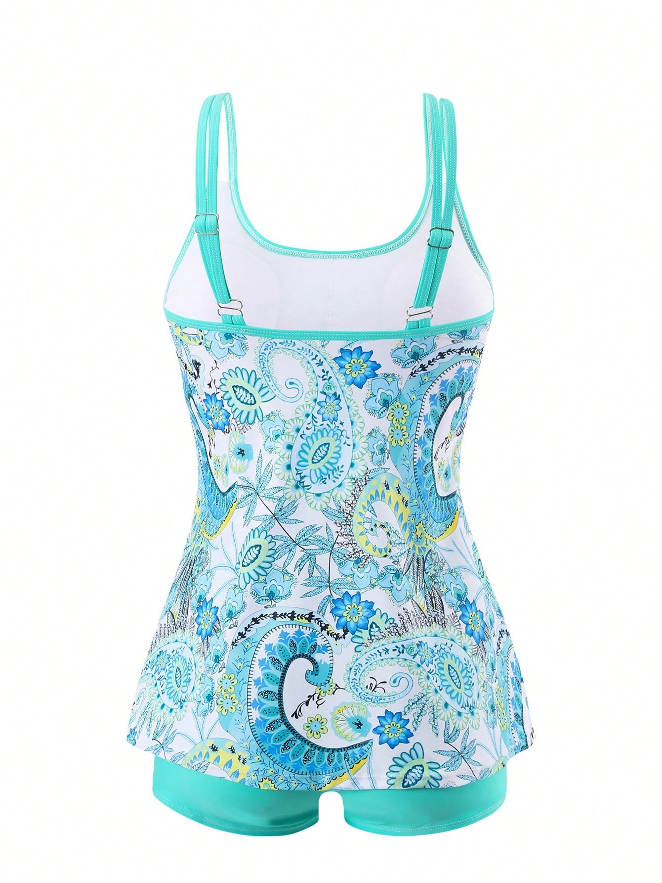 Swim Lushoire Summer Beach Paisley Print Cami Top And Solid Boxer Briefs Two Pieces Swimwear