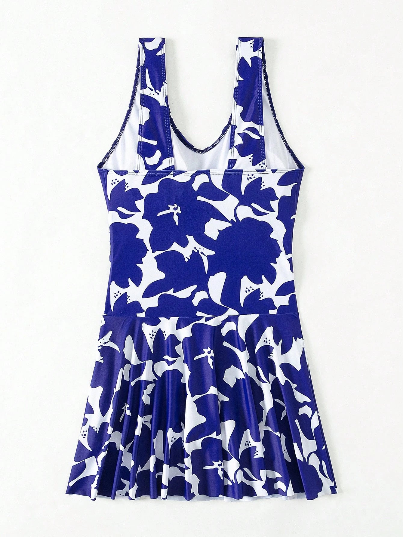 Swim Lushoire Summer Beach V-Neck Dress Swimsuit, Random Print Swim Dressblue Floral Dress
