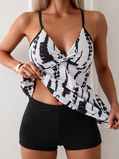 Swim Lushoire Tie Dye Shorts Tankini Summer Beach