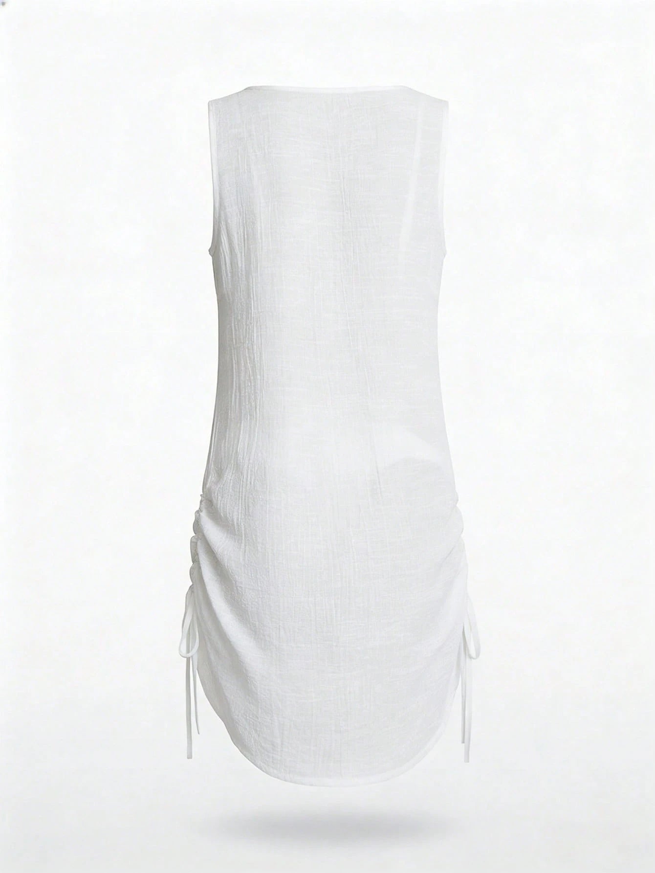 Swim Lushoire Women Plain Color Single-Breasted Sleeveless Kimono Cover Up Kimono For Summer Beach Vacation