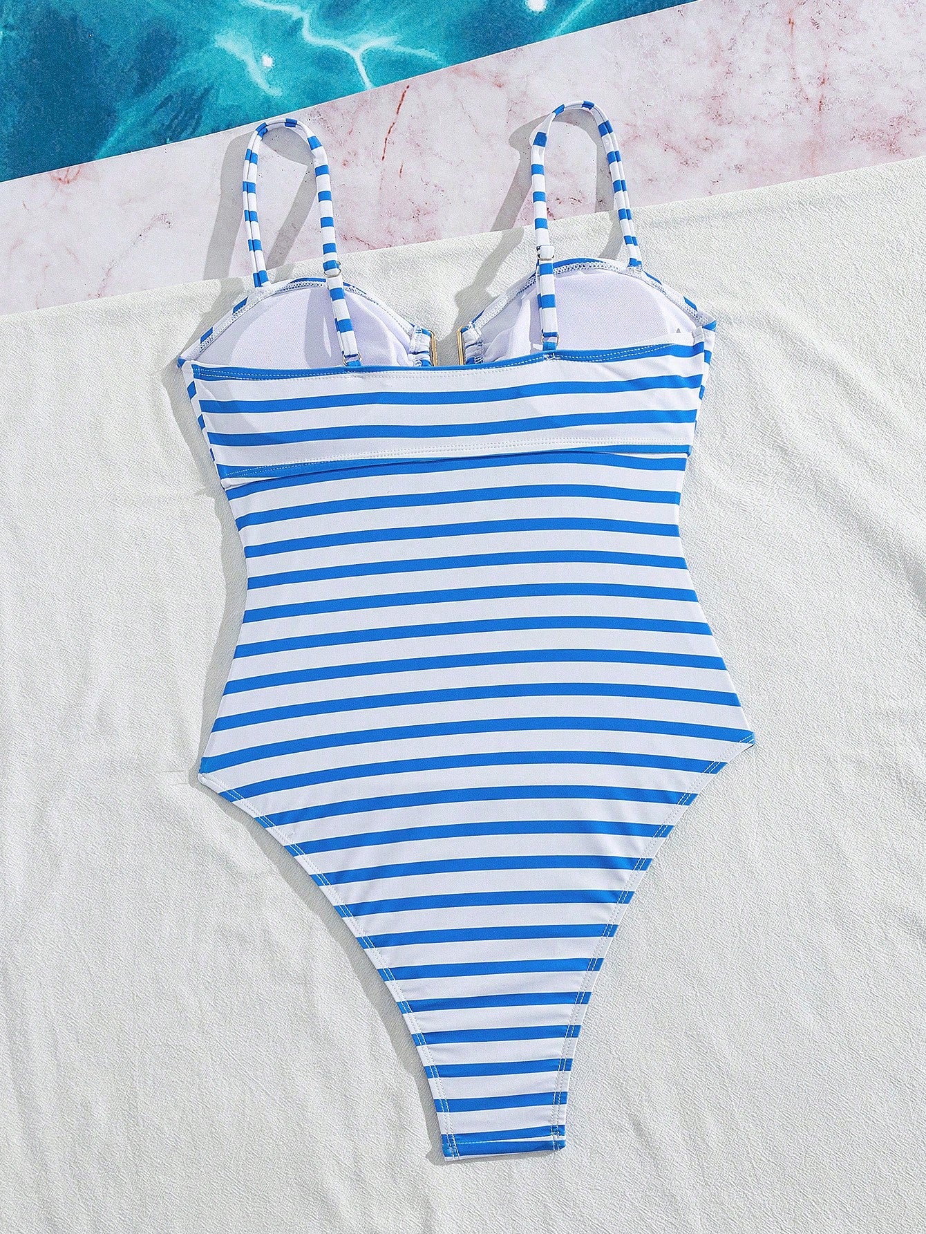 Swim Lushoire Women's New Striped U-Neck One-Piece Swimsuit