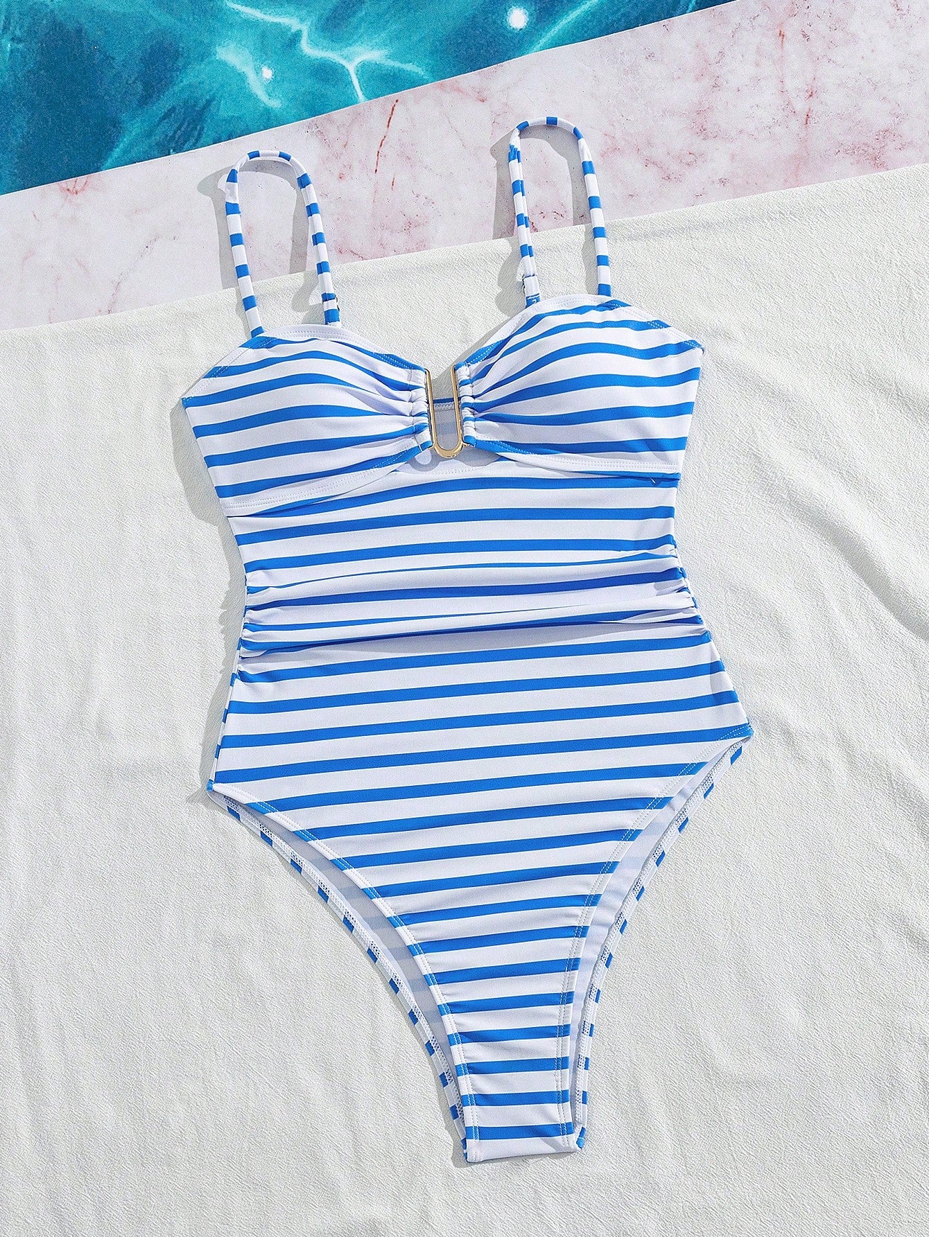 Swim Lushoire Women's New Striped U-Neck One-Piece Swimsuit