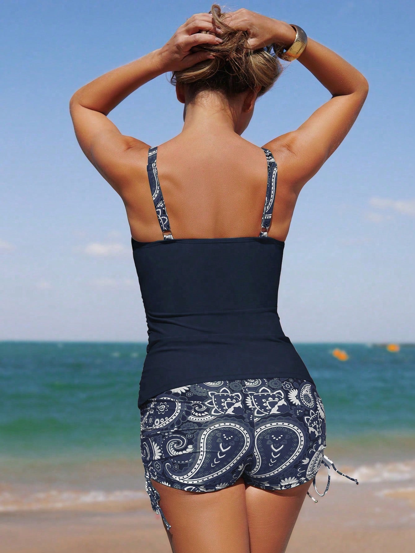 Swim Lushoire Women's Paisley Print Casual Vacation Inclusive Boyshort Bikini Swimwear