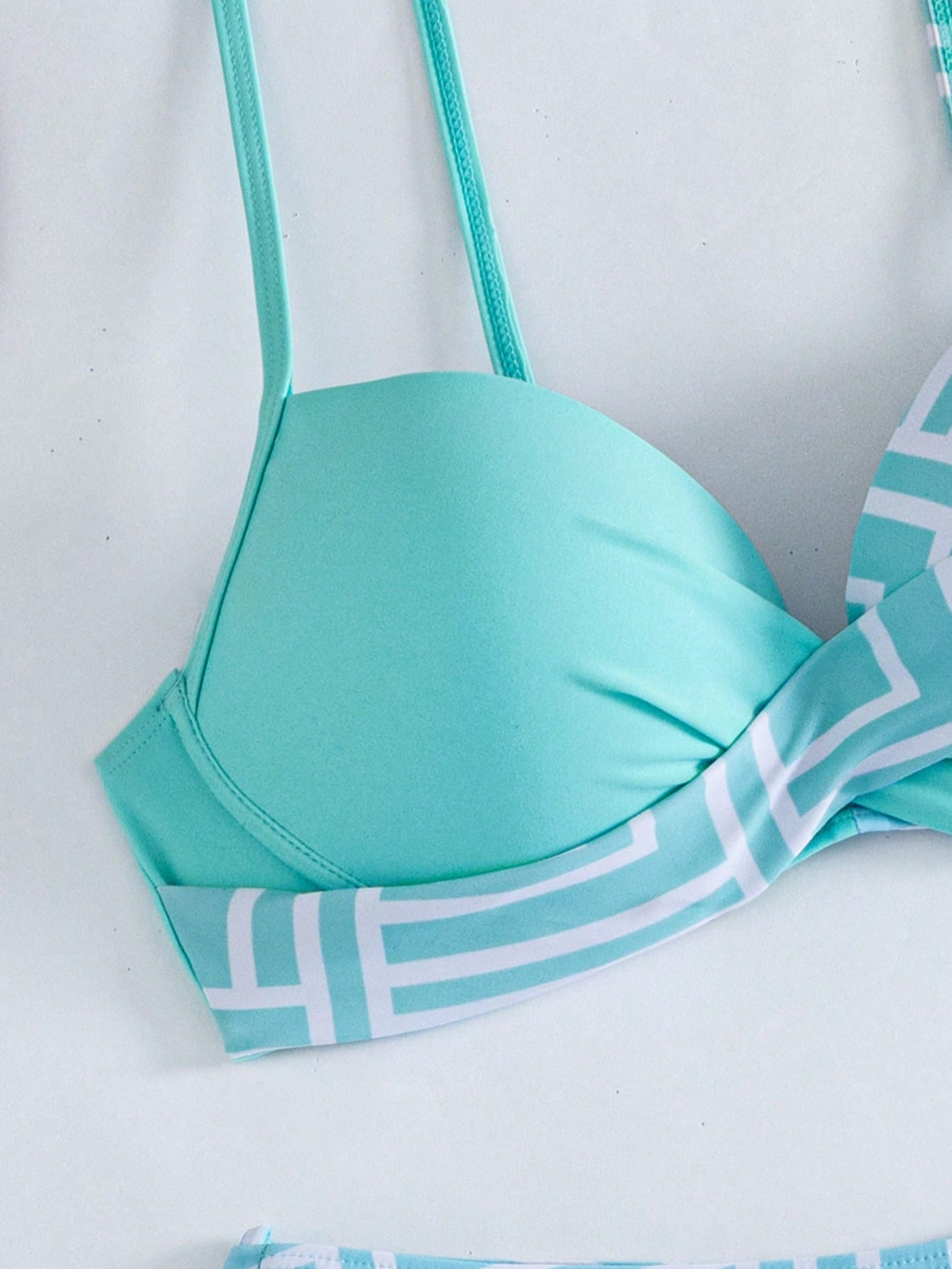 Swim Lushoire Women's Summer Beach Geometric Print Sexy Fashion Bikini Two-Piece Swimsuit Set, Random Print, Push Up With Underwire
